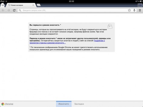 Обзор браузера Google Crome под iPad
