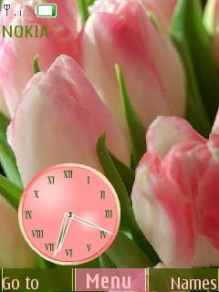 Pink Flowers Clock -  1