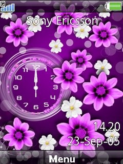 Purple Flowers Clock -  1
