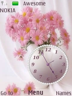 Pink Flowers Clock -  1