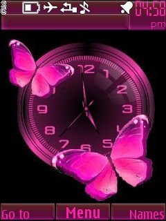 Pink Butterfly Clock -  1